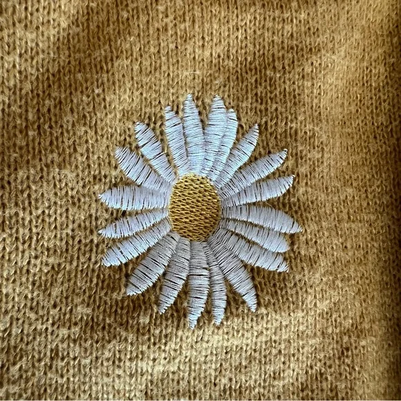 Mustard Cardigan with Daisy Embroidery - Picture 3 of 5